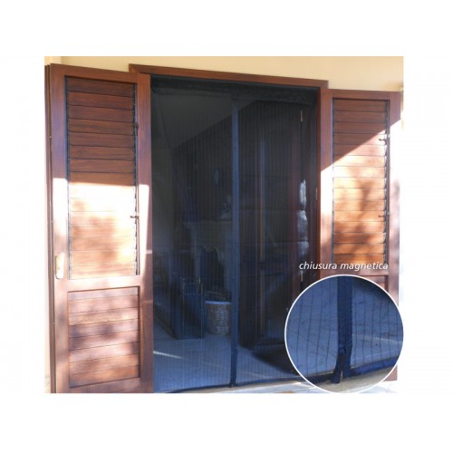 Zanzariera per Porta Finestra con Calamite Tenda Magnetica 120x240 Nero