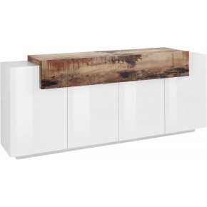 Moderna Madia Bianco e Acero Credenza con 4 Ante Mobile per Soggiorno 2
