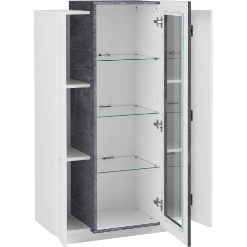 Vetrina Mobile da Ingresso con 3 Ante Design Moderno Bianco e Grigio