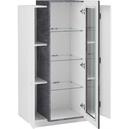 Vetrina Mobile da Ingresso con 3 Ante Design Moderno Bianco e Grigio