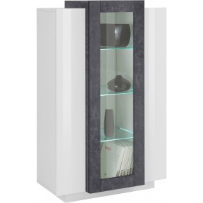 Vetrina Mobile da Ingresso con 3 Ante Design Moderno Bianco e Grigio 2
