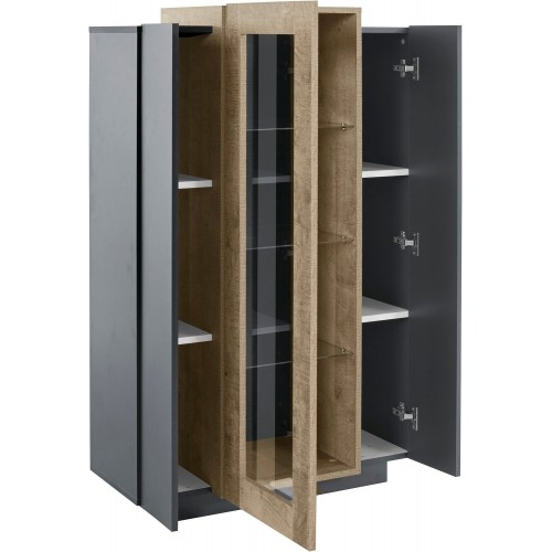 Vetrina con 3 Ante Mobile Moderno Antracite Oak Mobile da Ingresso Credenza