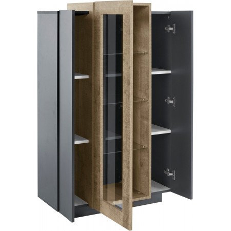 Vetrina con 3 Ante Mobile Moderno Antracite Oak Mobile da Ingresso Credenza