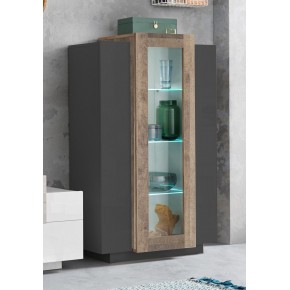 Vetrina con 3 Ante Mobile Moderno Antracite Oak Mobile da Ingresso Credenza