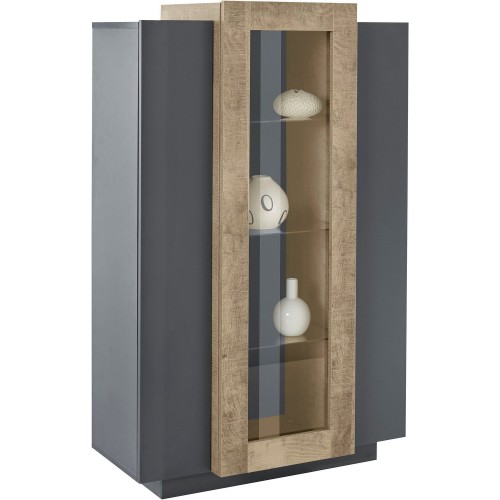 Vetrina con 3 Ante Mobile Moderno Antracite Oak Mobile da Ingresso Credenza