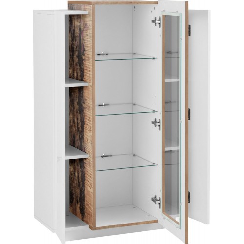 Vetrina Bianco e Acero con 3 Ante Mobile Moderno Credenza da Ingresso