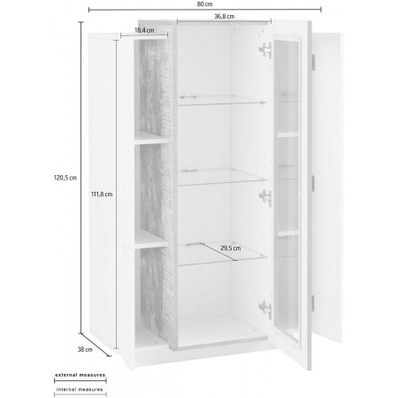 Vetrina Bianco e Acero con 3 Ante Mobile Moderno Credenza da Ingresso
