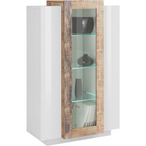 Vetrina Bianco e Acero con 3 Ante Mobile Moderno Credenza da Ingresso 2