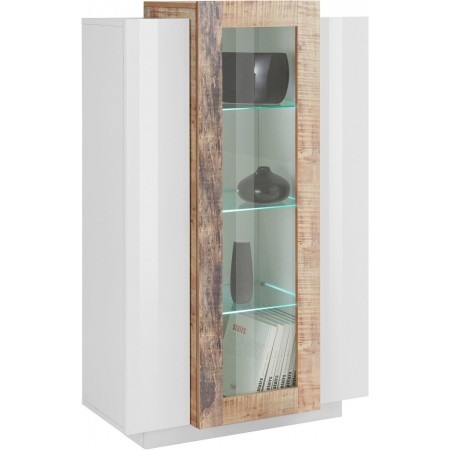 Vetrina Bianco e Acero con 3 Ante Mobile Moderno Credenza da Ingresso