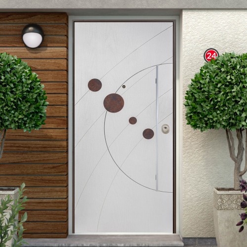Porta Blindata con Pannello Inserti Giove in Vetroresina per Esterno