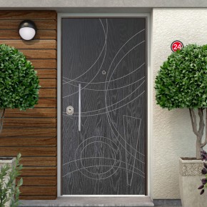 Porta Blindata per Esterno con Pannello Moderno Grigio Pantografato