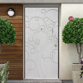 Porta Blindata con Pannello Bianco Pantografato per Esterno Tree of Life