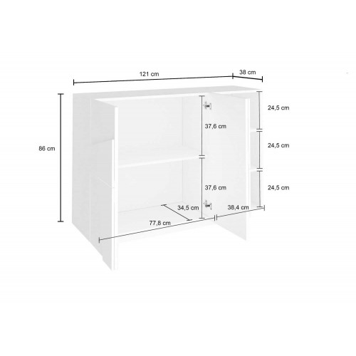 Mobile Ardesia con 3 Ante Credenza Moderna per Soggiorno 120 cm Basso