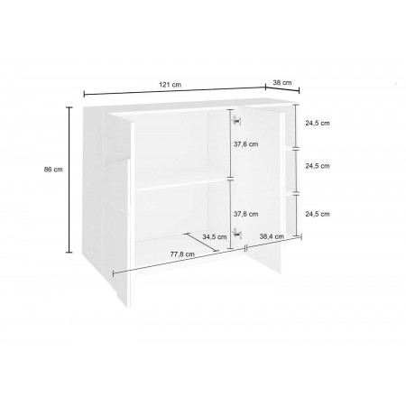 Mobile Ardesia con 3 Ante Credenza Moderna per Soggiorno 120 cm Basso