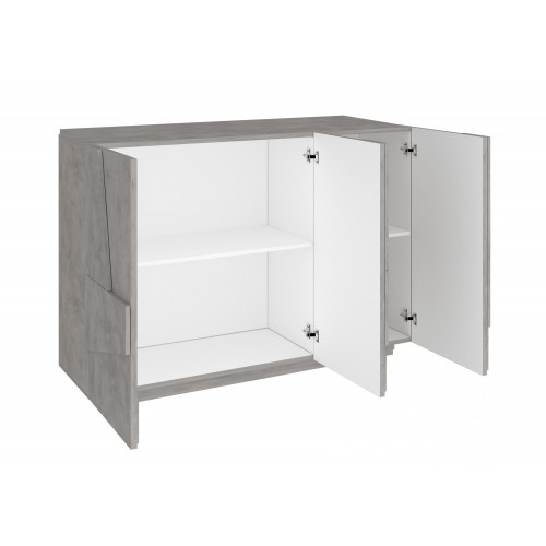 Credenza con 3 Ante Mobile Cemento Moderno per Soggiorno 120 cm Basso