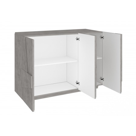 Credenza con 3 Ante Mobile Cemento Moderno per Soggiorno 120 cm Basso
