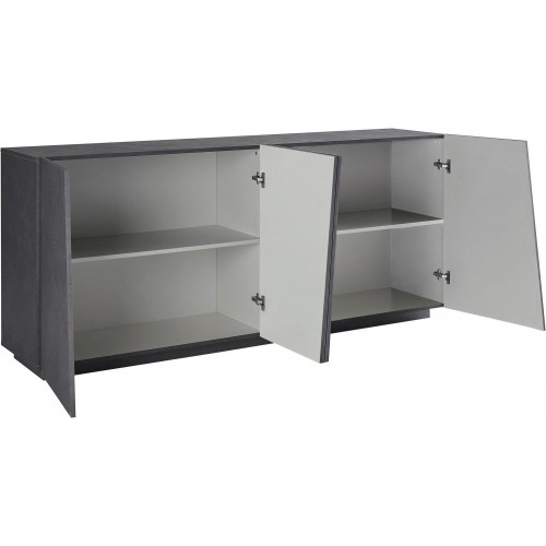 Mobile Ardesia 200 cm Basso con 4 Ante Credenza Moderna per Soggiorno