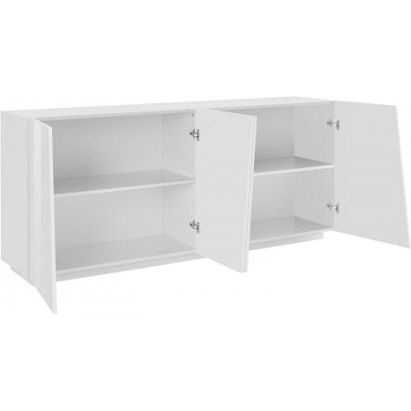 Mobile Credenza Moderna 200 cm Basso a 4 Ante per Soggiorno Bianco Lucido