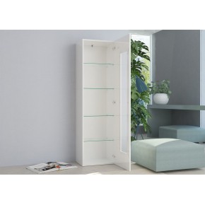 Vetrina a 1 Anta Mobile con 4 Ripiani Credenza da Ingresso Bianco Lucido 2