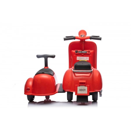Piaggio Vespa con Sidecar Rosso Elettrica da Bambini a Batteria 6V