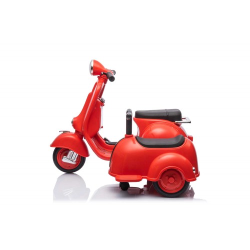 Piaggio Vespa con Sidecar Rosso Elettrica da Bambini a Batteria 6V