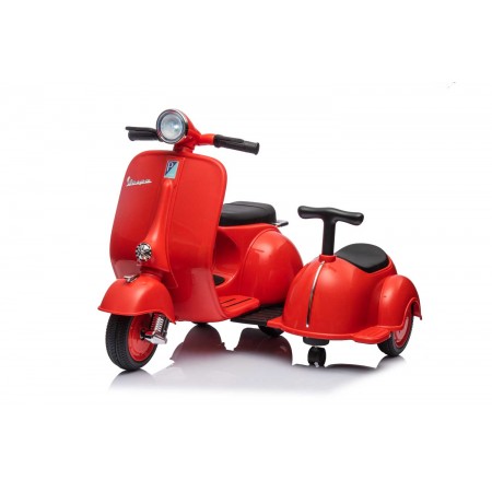 Piaggio Vespa con Sidecar Rosso Elettrica da Bambini a Batteria 6V