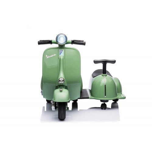 Piaggio Vespa Mini Verde a Batteria 6 V con Sidecar Elettrica da Bambini
