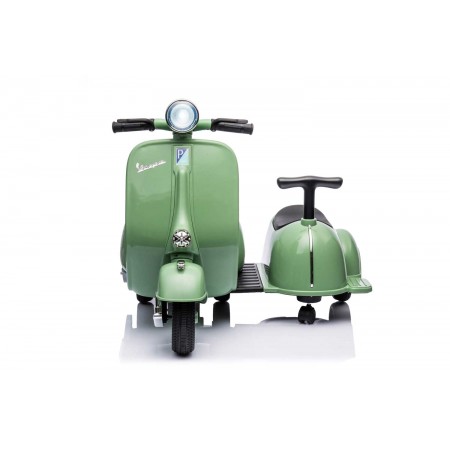 Piaggio Vespa Mini Verde a Batteria 6 V con Sidecar Elettrica da Bambini
