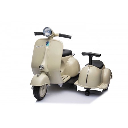 Piaggio Crema Vespa Mini con Sidecar Elettrica da Bambini a Batteria 6 V