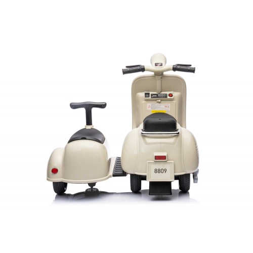 Piaggio Crema Vespa Mini con Sidecar Elettrica da Bambini a Batteria 6 V