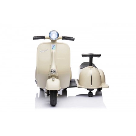 Piaggio Crema Vespa Mini con Sidecar Elettrica da Bambini a Batteria 6 V