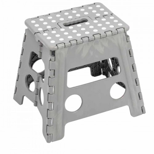 Sgabello Pieghevole Salvaspazio Grigio per la Casa Alto 32 cm in Plastica