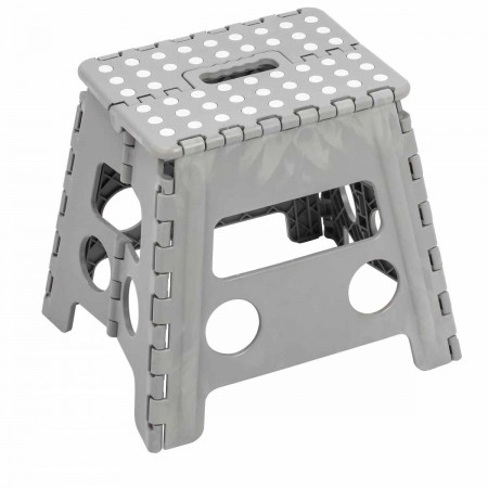 Sgabello Pieghevole Salvaspazio Grigio per la Casa Alto 32 cm in Plastica