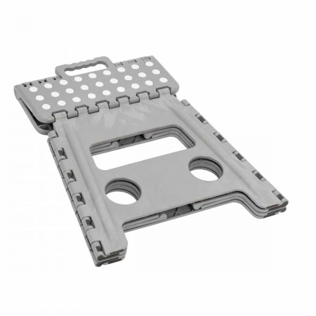 Sgabello Pieghevole Salvaspazio Grigio per la Casa Alto 32 cm in Plastica