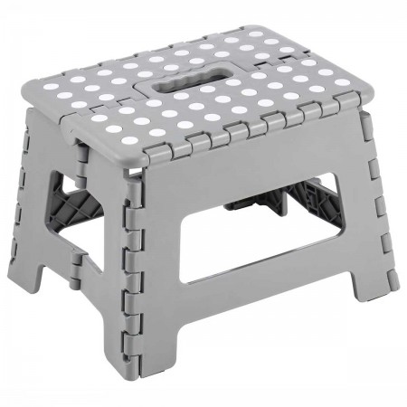 Sgabello Pieghevole Salvaspazio per la Casa in Plastica Grigio 22 cm