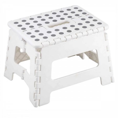 Sgabello Pieghevole Bianco Salvaspazio per la Casa in Plastica 22 cm