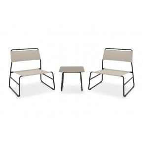 Salottino Elegante Set con Tavolo e 2 Poltrone per Giardino in Acciaio