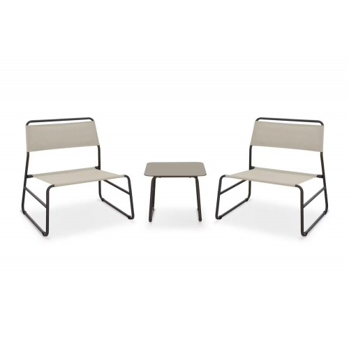 Salottino Elegante Set con Tavolo e 2 Poltrone per Giardino in Acciaio