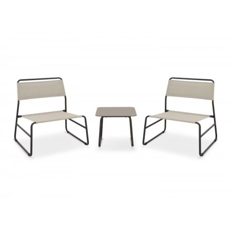 Salottino Elegante Set con Tavolo e 2 Poltrone per Giardino in Acciaio