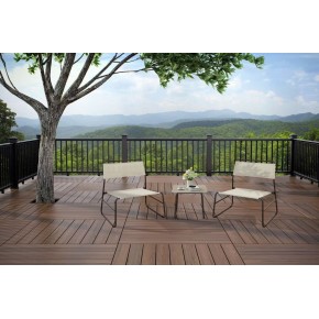 Salottino Elegante Set con Tavolo e 2 Poltrone per Giardino in Acciaio 2