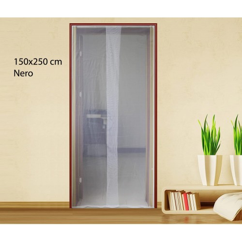 Zanzariera Nero Anti Zanzare con Biadesivo 150x250 per Porte Finestra