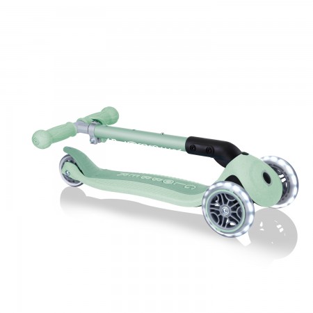 Monopattino con Luci a 3 Ruote Verde per Bimbo con Manubrio Regolabile