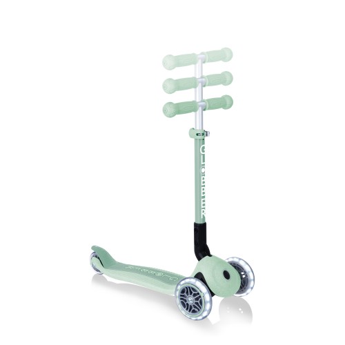 Monopattino con Luci a 3 Ruote Verde per Bimbo con Manubrio Regolabile