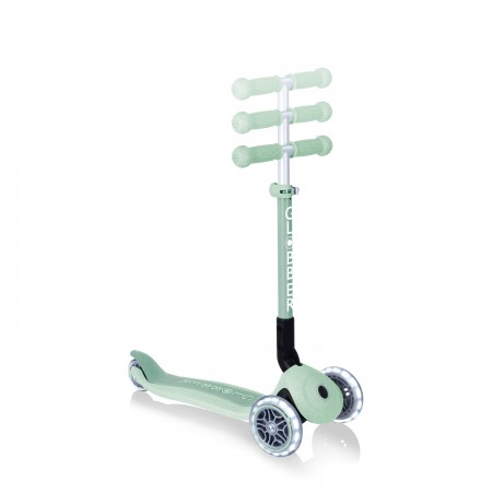 Monopattino con Luci a 3 Ruote Verde per Bimbo con Manubrio Regolabile