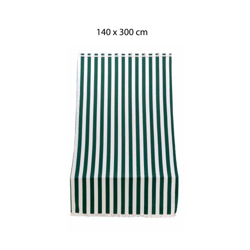 Tenda Righe Verde Parasole 140x300 a Soffitto con Anelli per Terrazzo