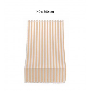 Tenda Righe Parasole 140x300 Beige a Soffitto con Anelli per Terrazzo