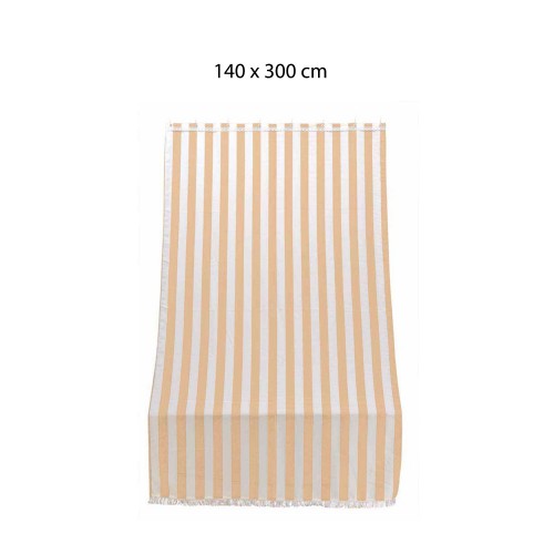 Tenda Righe Parasole 140x300 Beige a Soffitto con Anelli per Terrazzo