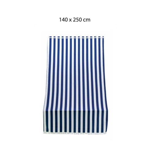 Parasole 140x250 Tenda a Righe Blu a Soffitto con Anelli per Terrazzo
