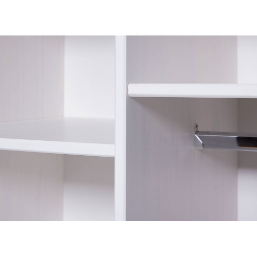 Armadio 3 Ante Bianco Specchio Cassetti Appendiabiti Camera da Letto