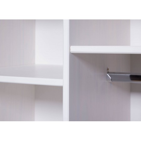 Armadio 3 Ante Bianco Specchio Cassetti Appendiabiti Camera da Letto